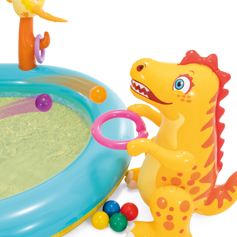 Piscina Dino com Escorregador e Acessórios Exclusivos!