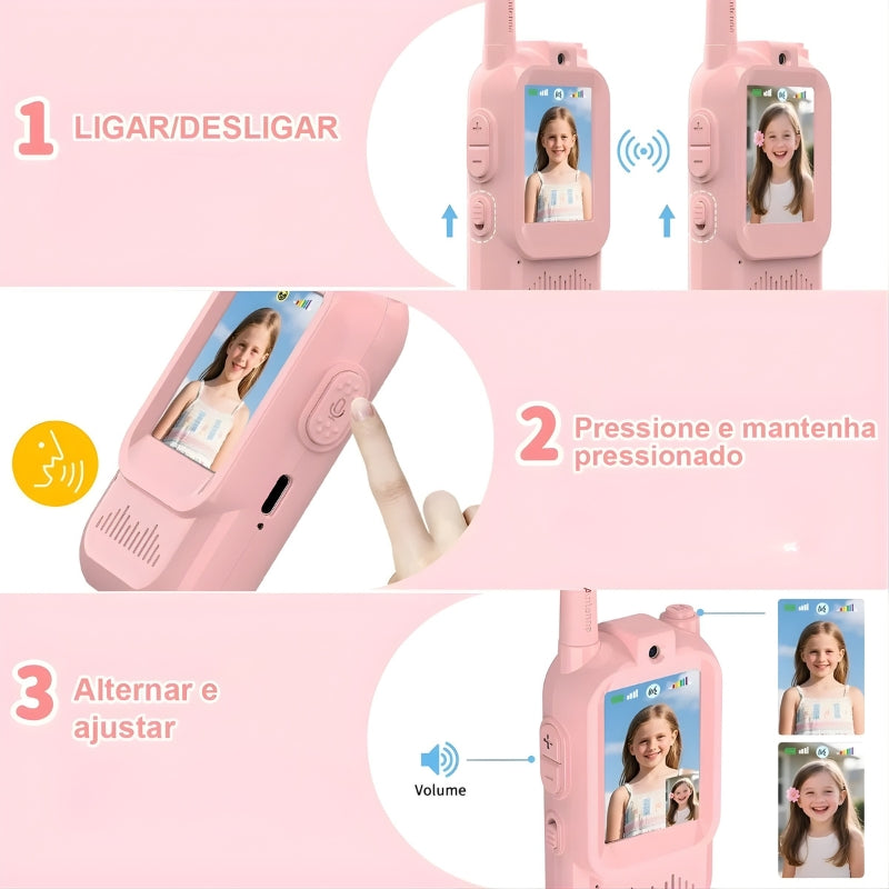 Walkie-Talkie com Vídeo Infantil Rosa