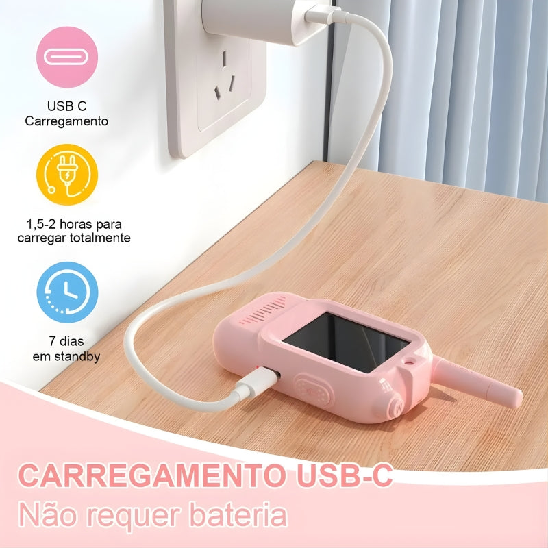 Walkie-Talkie com Vídeo Infantil Rosa