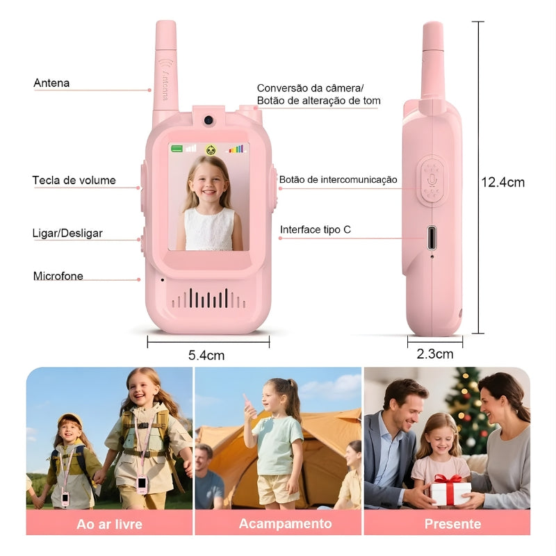Walkie-Talkie com Vídeo Infantil Rosa