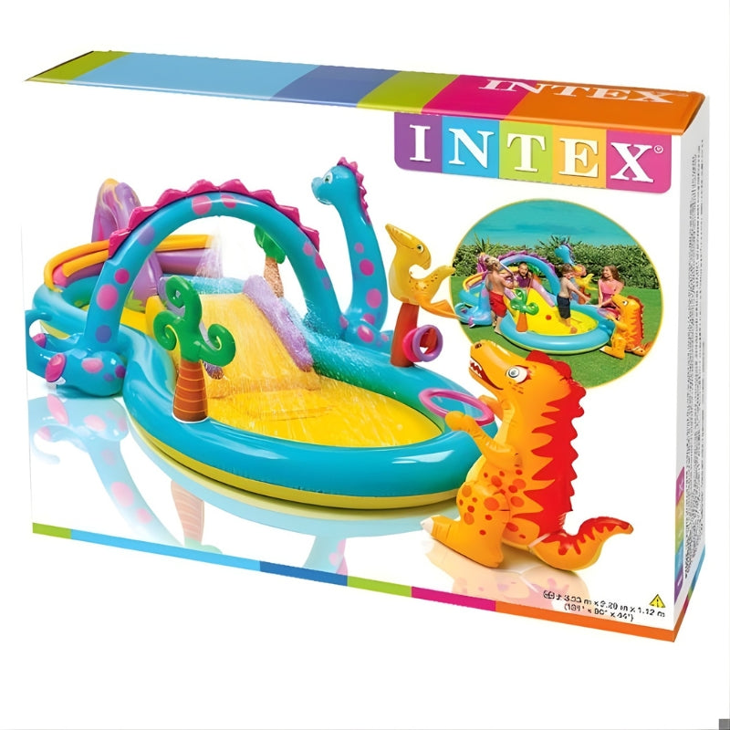 Piscina Dino com Escorregador e Acessórios Exclusivos!