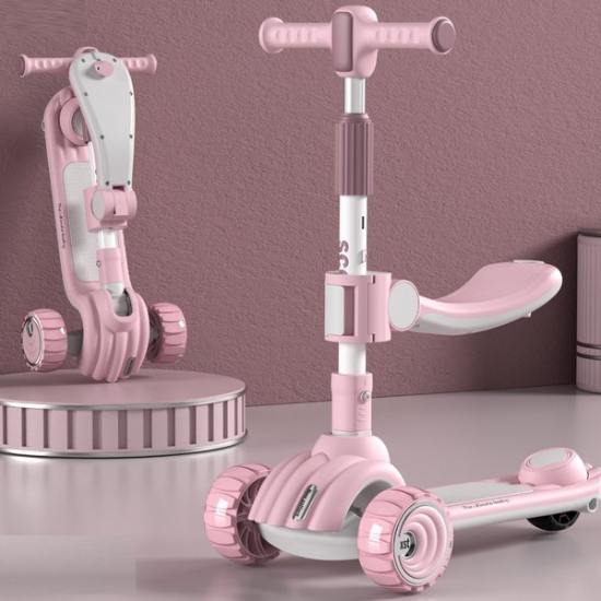 Patinete Infantil Evolutivo 2 em 1 com Assento, Luzes e Música