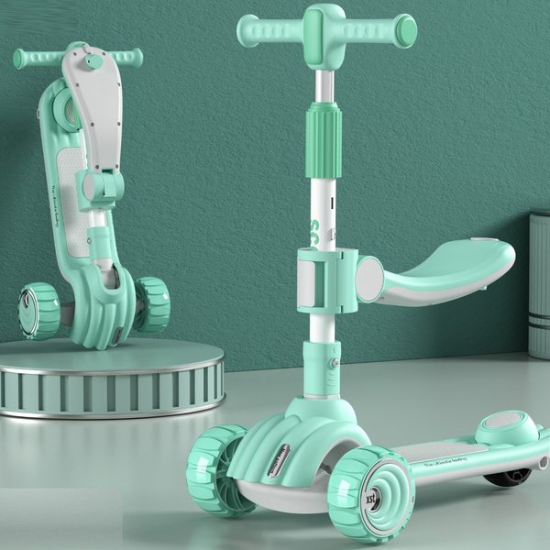 Patinete Infantil Evolutivo 2 em 1 com Assento, Luzes e Música