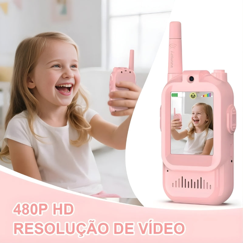 Walkie-Talkie com Vídeo Infantil Rosa