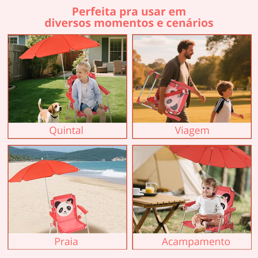 Cadeira de Praia Infantil com Guarda Sol