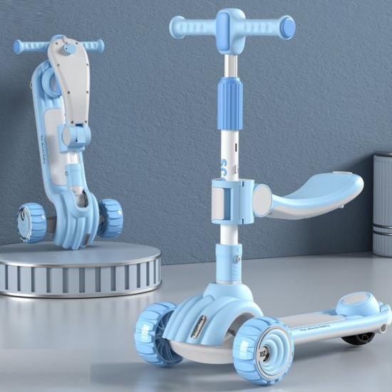 Patinete Infantil Evolutivo 2 em 1 com Assento, Luzes e Música