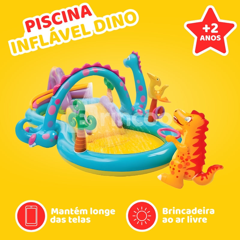 Piscina Dino com Escorregador e Acessórios Exclusivos!