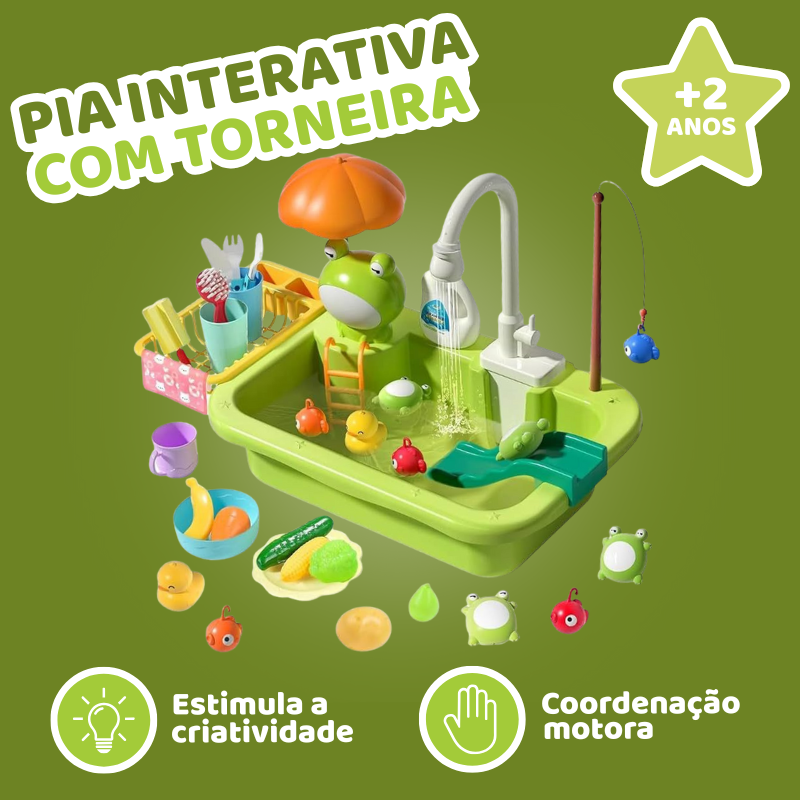 Pia Interativa com Torneira e Acessórios – Brincadeira com Água e Criatividade