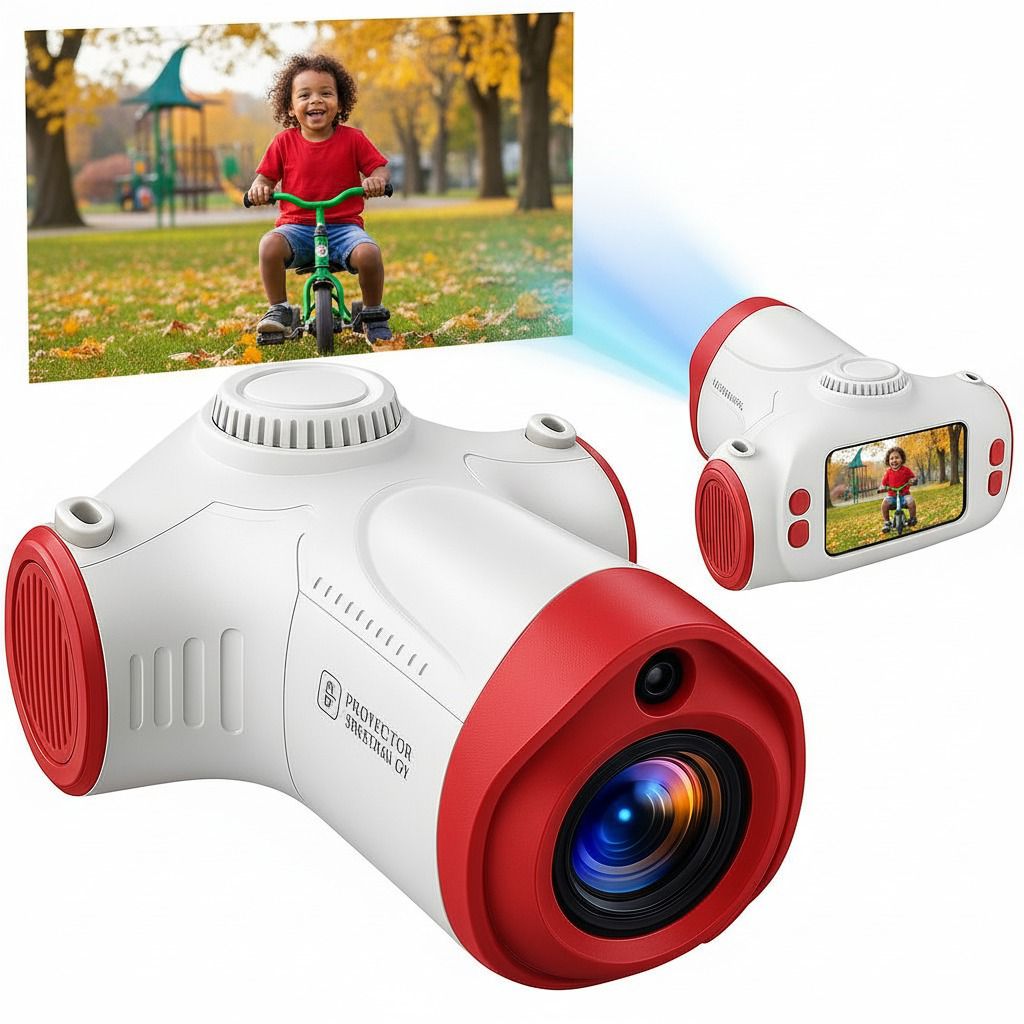 Câmera Digital Kids com Projetor Vermelho